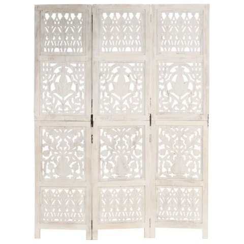 PARAWAN 3-PANELOWY RZEŹBIONY BIAŁY 120X165CM DREWNO MANGO