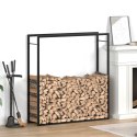 STOJAK NA DREWNO MATOWY CZARNY 110X28X116CM STALOWY