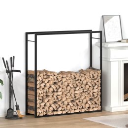 STOJAK NA DREWNO MATOWY CZARNY 110X28X116CM STALOWY