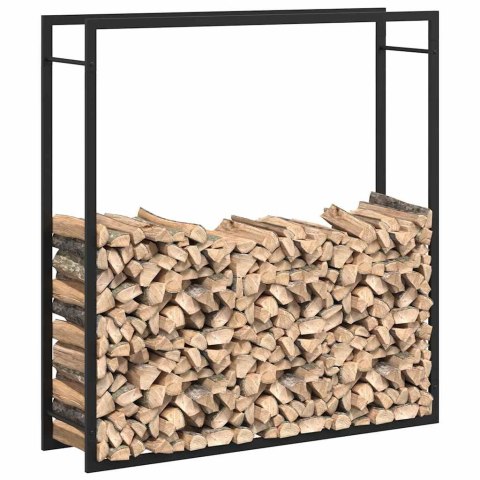 STOJAK NA DREWNO MATOWY CZARNY 110X28X116CM STALOWY