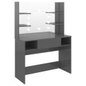 STOLIK DO MAKIJAŻU Z LED 100X40X135CM MDF LŚNIĄCY SZARY