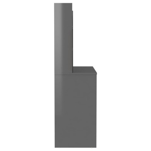 STOLIK DO MAKIJAŻU Z LED 100X40X135CM MDF LŚNIĄCY SZARY