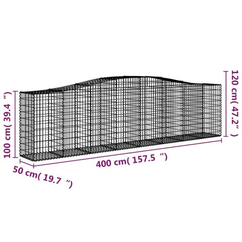 KOSZE GABIONOWE 9 SZT 400X50X100/120CM GALWANIZOWANE ŻELAZO