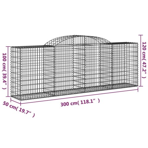 KOSZE GABIONOWE 17 SZT 300X50X100/120CM GALWANIZOWANE ŻELAZO