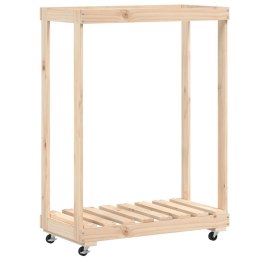 STOJAK NA DREWNO Z KÓŁKAMI 76,5X40X108CM DREWNO SOSNOWE