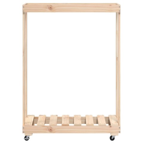STOJAK NA DREWNO Z KÓŁKAMI 76,5X40X108CM DREWNO SOSNOWE