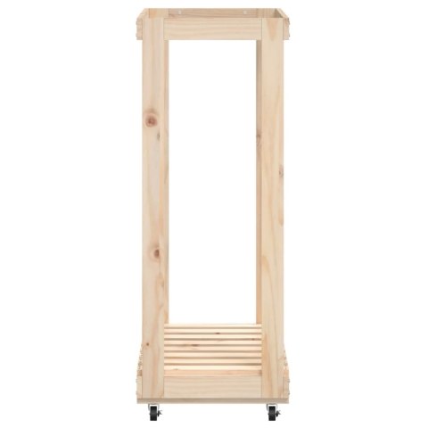 STOJAK NA DREWNO Z KÓŁKAMI 76,5X40X108CM DREWNO SOSNOWE