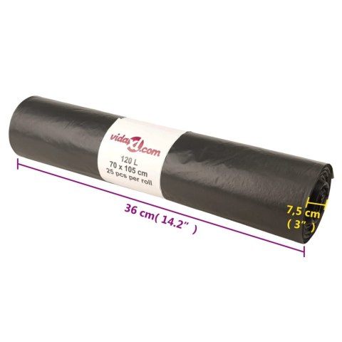 WORKI NA ŚMIECI, 250 SZT., CZARNE, 120 L