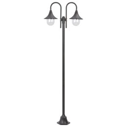 LATARNIA OGRODOWA 2-PUNKTOWA 220CM ALUMINIUM E27 BRĄZOWA