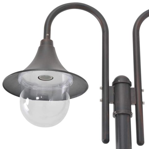 LATARNIA OGRODOWA 2-PUNKTOWA 220CM ALUMINIUM E27 BRĄZOWA