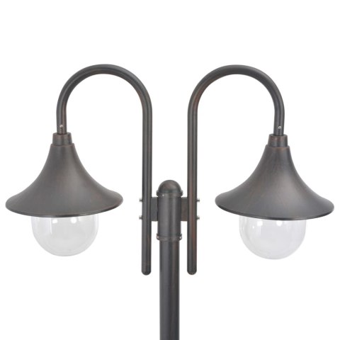 LATARNIA OGRODOWA 2-PUNKTOWA 220CM ALUMINIUM E27 BRĄZOWA