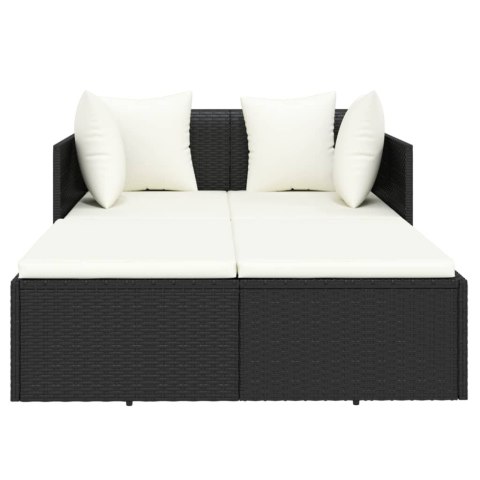 LEŻAK Z PODUSZKĄ CZARNY 182X118X63CM RATTAN PE