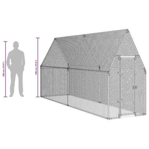 KLATKA DLA KURCZĄT SREBRNA 400X100X190CM STAL GALWANIZOWANA