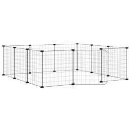 KLATKA DLA ZWIERZĄT 12-PANELOWA Z DRZWIAMI CZARNA 105X105X35CM STALOWA