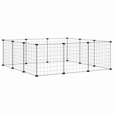 KLATKA DLA ZWIERZĄT 12-PANELOWA Z DRZWIAMI CZARNA 105X105X35CM STALOWA