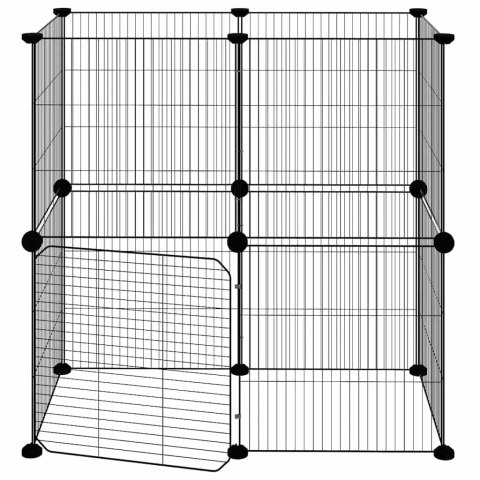 KLATKA DLA ZWIERZĄT Z BRAMKĄ 12 PANELI CZARNA 35X35CM STAL