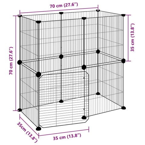KLATKA DLA ZWIERZĄT Z BRAMKĄ 12 PANELI CZARNA 35X35CM STAL