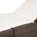 LEŻAK OGRODOWY Z PODUSZKĄ RATTAN PE BRĄZOWY