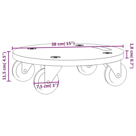 PLATFORMY TRANSPORTOWE 2 SZT. OKRĄGŁE Ø38X11,5CM 250 KG