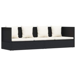 SOFA OGRODOWA Z PODUSZKAMI POLIRATTAN CZARNA