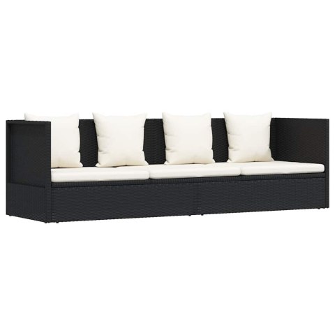 SOFA OGRODOWA Z PODUSZKAMI POLIRATTAN CZARNA