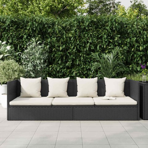 SOFA OGRODOWA Z PODUSZKAMI POLIRATTAN CZARNA
