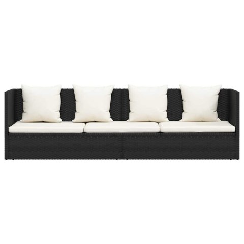 SOFA OGRODOWA Z PODUSZKAMI POLIRATTAN CZARNA