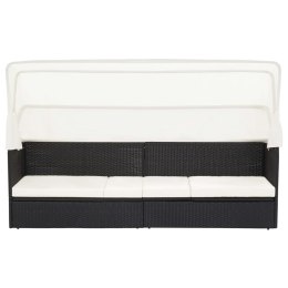 SOFA OGRODOWA Z ZADASZENIEM CZARNA POLIRATTANOWA