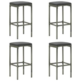 STOŁKI BAROWE Z PODUSZKAMI 4 SZT. SZARE POLIRATTAN