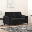 2-OSOBOWA SOFA Z PODUSZKAMI, CZARNA, 120 CM, AKSAMIT