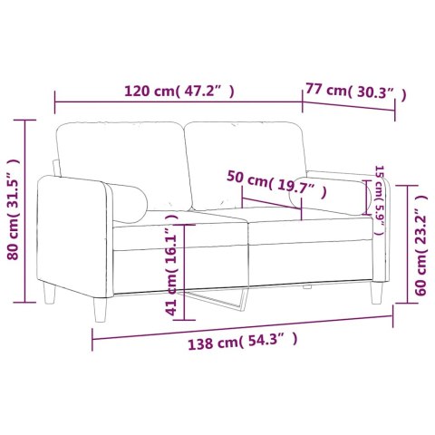 2-OSOBOWA SOFA Z PODUSZKAMI, CZARNA, 120 CM, AKSAMIT