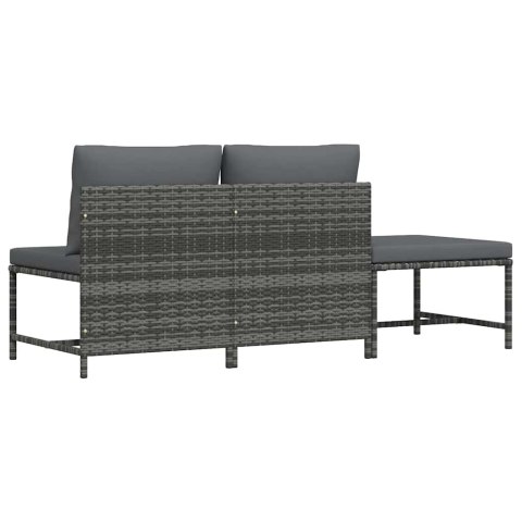 3-CZĘŚCIOWA SOFA DO OGRODU Z PODUSZKAMI SZARA POLIRATTANOWA