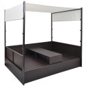LEŻANKA OGRODOWA Z ZADASZENIEM BRĄZOWA 190X130CM RATTAN PE