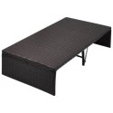 LEŻANKA OGRODOWA Z ZADASZENIEM BRĄZOWA 190X130CM RATTAN PE