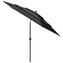 3-POZIOMOWY PARASOL NA ALUMINIOWYM SŁUPKU ANTRACYTOWY 3M