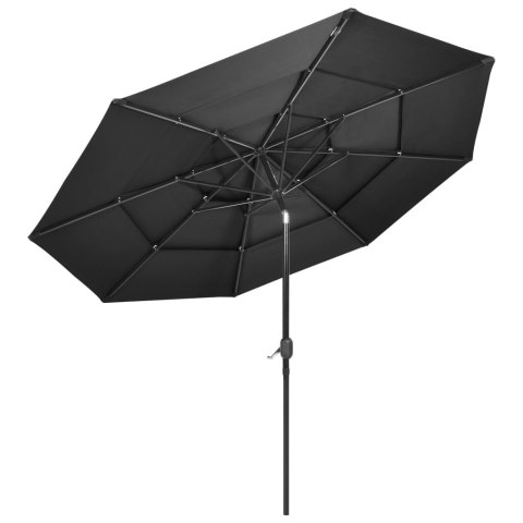 3-POZIOMOWY PARASOL NA ALUMINIOWYM SŁUPKU ANTRACYTOWY 3M