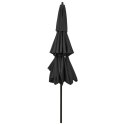 3-POZIOMOWY PARASOL NA ALUMINIOWYM SŁUPKU ANTRACYTOWY 3M