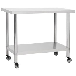 KUCHENNY STÓŁ ROBOCZY NA KÓŁKACH 100X60X85CM STAL NIERDZEWNA