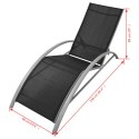 LEŻAKI Z PARASOLEM ALUMINIOWE CZARNE