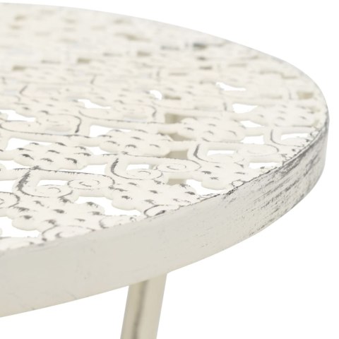 OKRĄGŁY STOLIK BISTRO STYL VINTAGE METALOWY 40X70CM BIAŁY