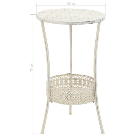 OKRĄGŁY STOLIK BISTRO STYL VINTAGE METALOWY 40X70CM BIAŁY