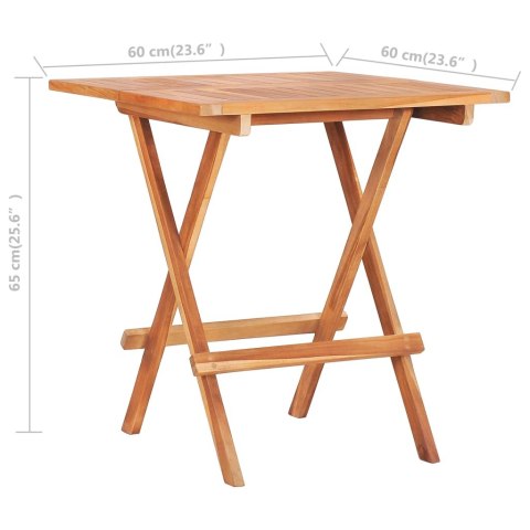 SKŁADANY STOLIK BISTRO, 60X60X65 CM, LITE DREWNO TEKOWE