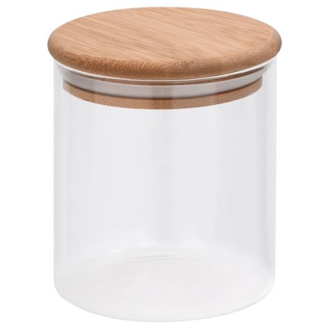 SZKLANE SŁOJE Z BAMBUSOWĄ POKRYWKĄ 6 SZT. 600 ML