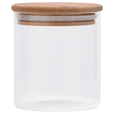 SZKLANE SŁOJE Z BAMBUSOWĄ POKRYWKĄ 6 SZT. 600 ML