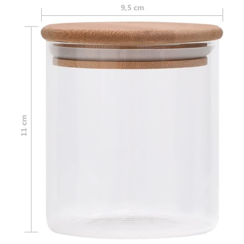 SZKLANE SŁOJE Z BAMBUSOWĄ POKRYWKĄ 6 SZT. 600 ML