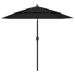 3-POZIOMOWY PARASOL NA ALUMINIOWYM SŁUPKU CZARNY 2,5 M