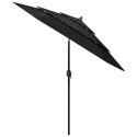 3-POZIOMOWY PARASOL NA ALUMINIOWYM SŁUPKU CZARNY 2,5 M