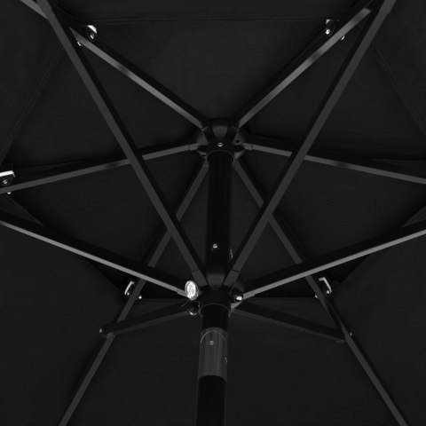 3-POZIOMOWY PARASOL NA ALUMINIOWYM SŁUPKU CZARNY 2,5 M