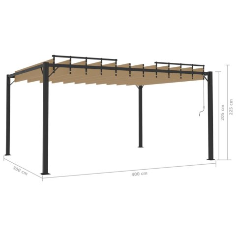 ALTANA Z ŻALUZJOWYM DACHEM 3X4 M, TAUPE, TKANINA I ALUMINIUM