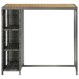 STOLIK BAROWY Z PÓŁKĄ SZARY 120X60X110CM POLIRATTAN